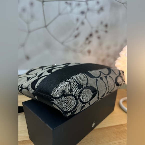 Coach  Signature Jacquard North South Crossbody or Shoulder Bag Black Canvas - Picture 9 of 16